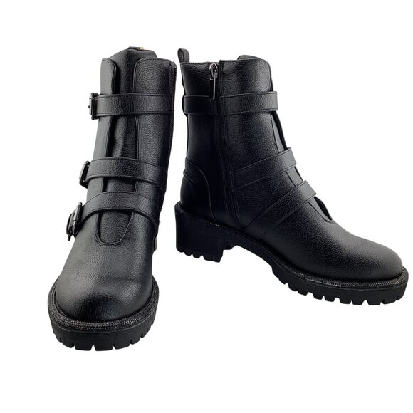 Kenneth Cole Reaction Womens Tate Biker Jewel Boots Size 6 NWB Lug Sole - Picture 2 of 6